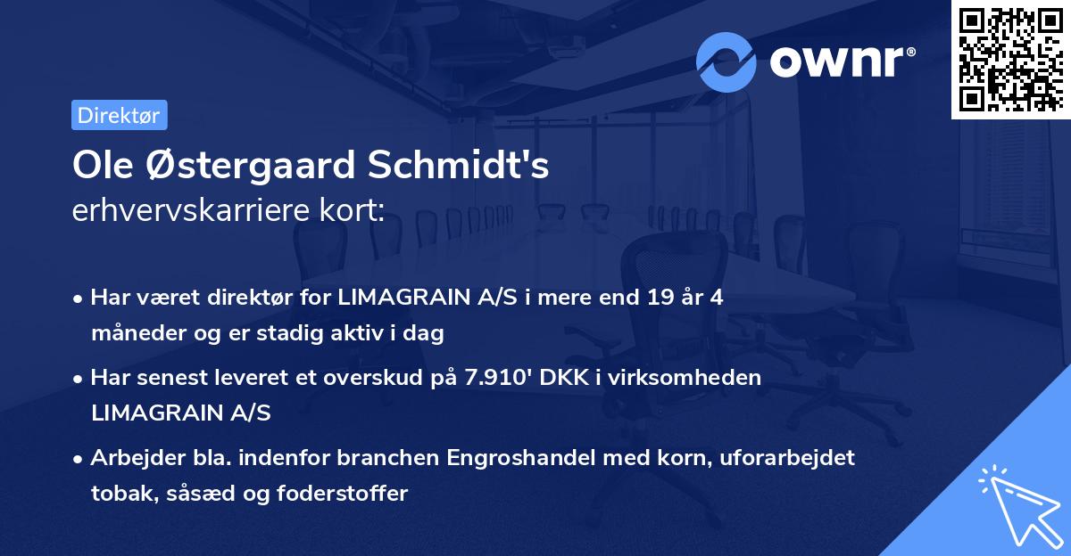 Ole Østergaard Schmidt's erhvervskarriere kort