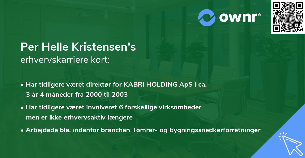 Per Helle Kristensen's erhvervskarriere kort