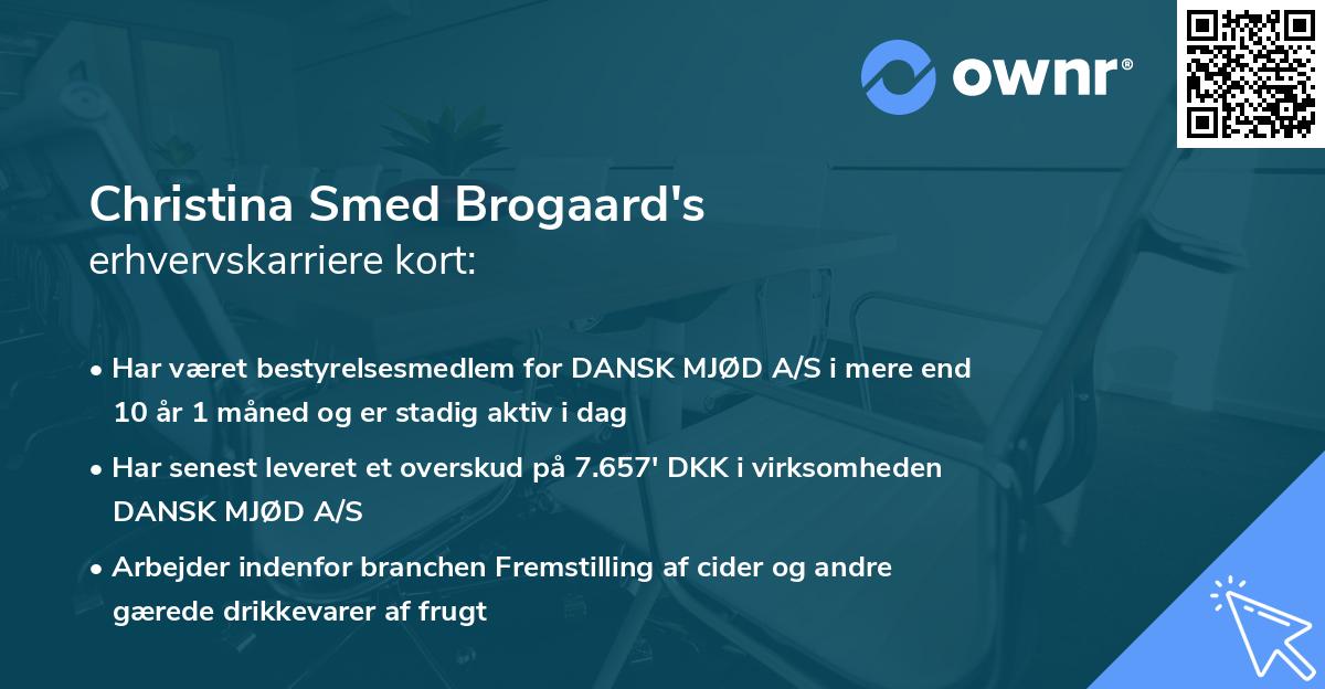 Christina Smed Brogaard's erhvervskarriere kort