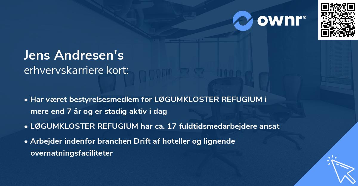 Jens Andresen's erhvervskarriere kort