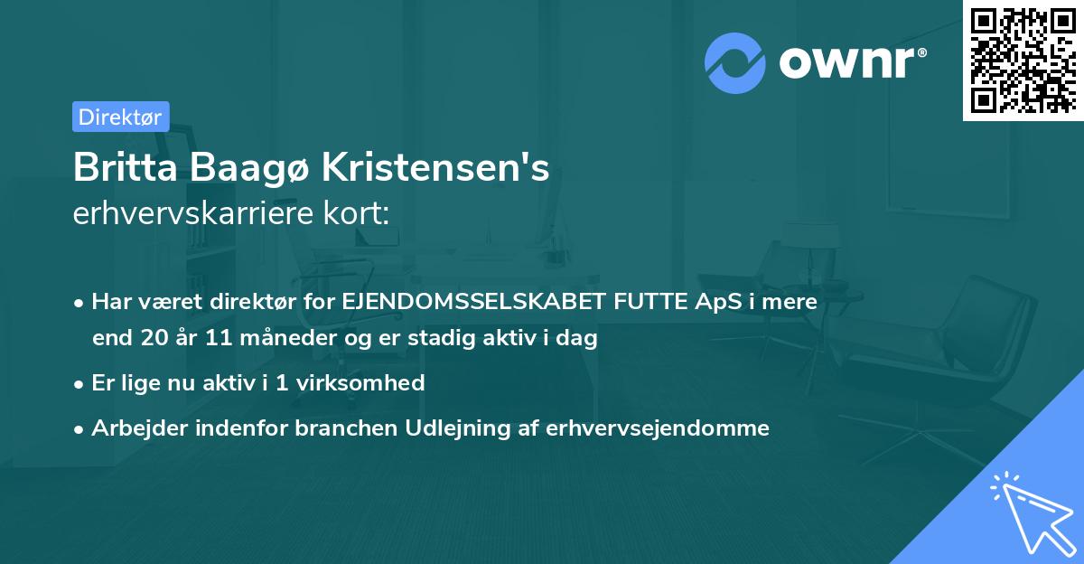 Britta Baagø Kristensen's erhvervskarriere kort