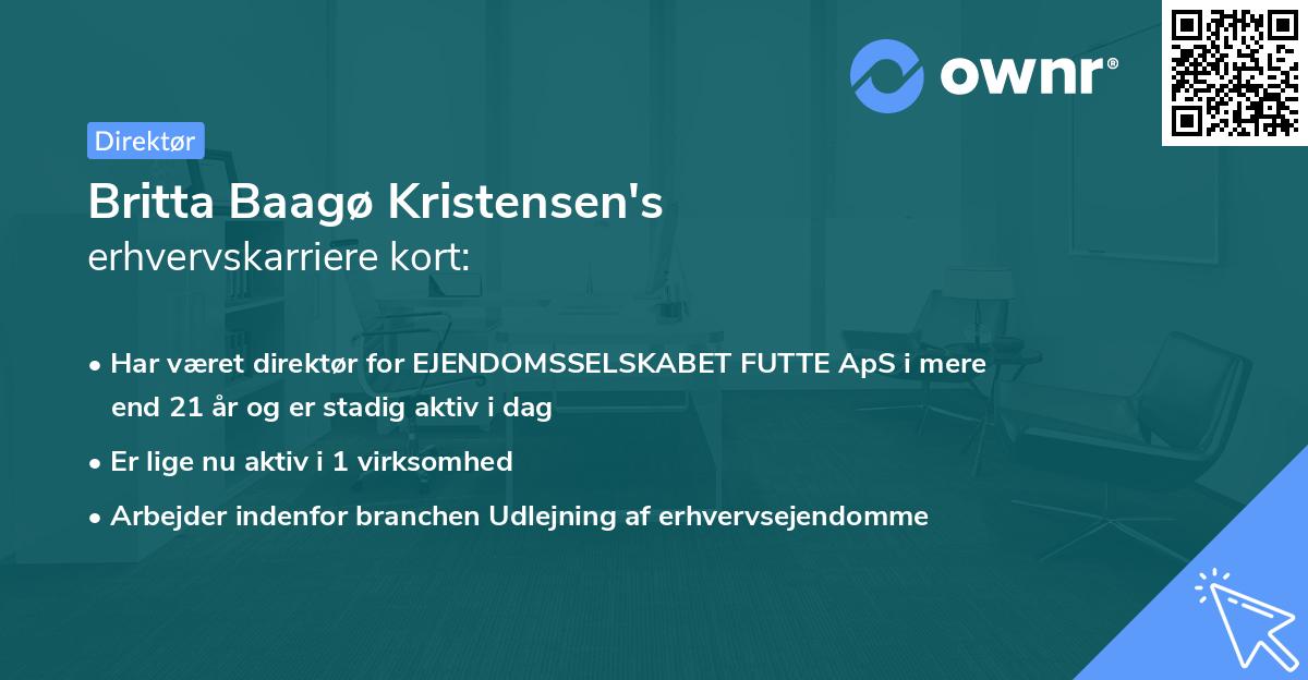 Britta Baagø Kristensen's erhvervskarriere kort