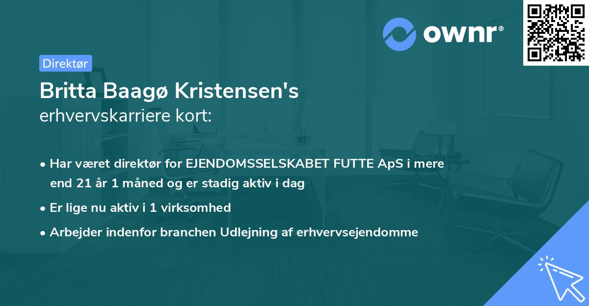 Britta Baagø Kristensen's erhvervskarriere kort