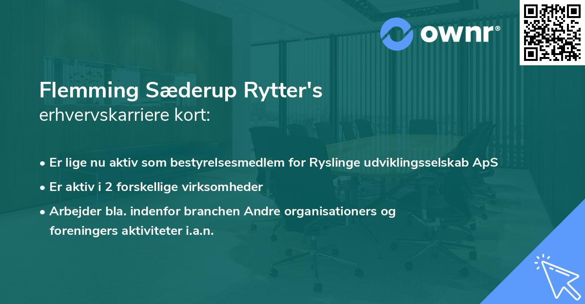 Flemming Sæderup Rytter's erhvervskarriere kort
