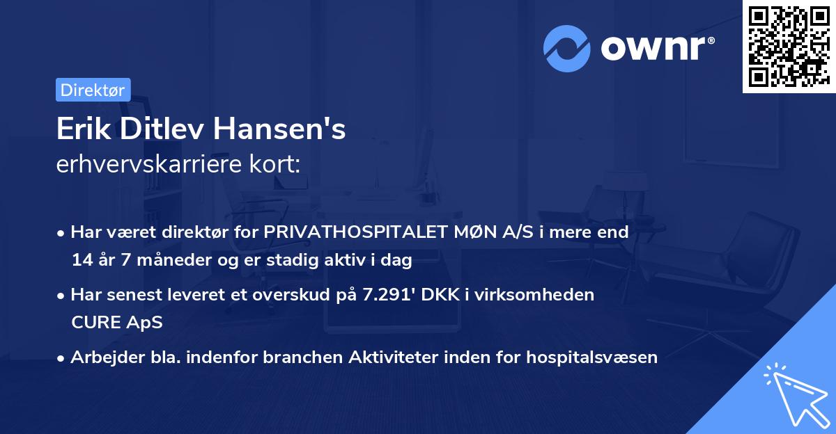 Erik Ditlev Hansen's erhvervskarriere kort