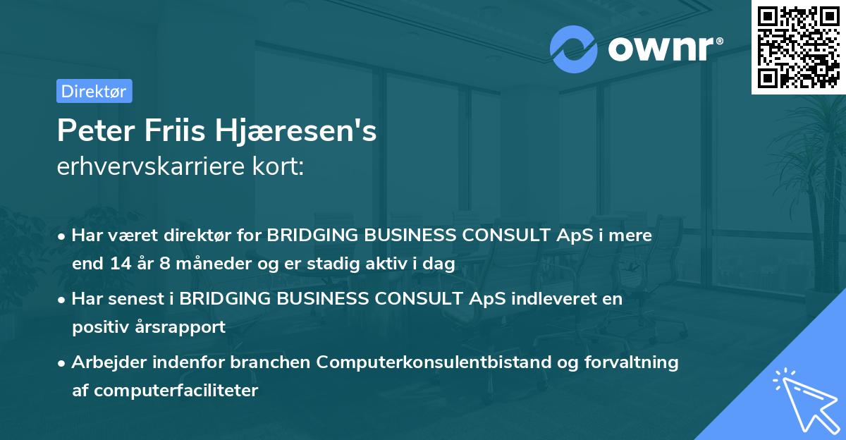 Peter Friis Hjæresen's erhvervskarriere kort