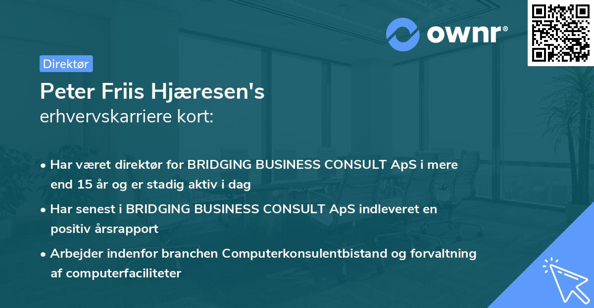 Peter Friis Hjæresen's erhvervskarriere kort