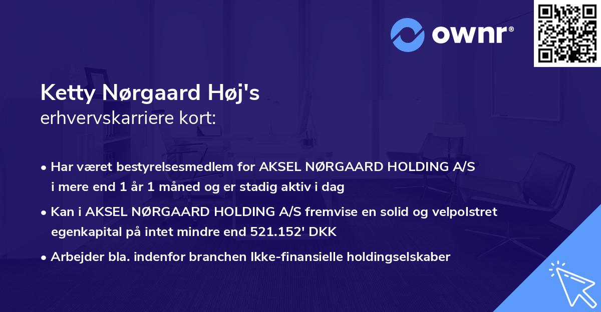 Ketty Nørgaard Høj's erhvervskarriere kort