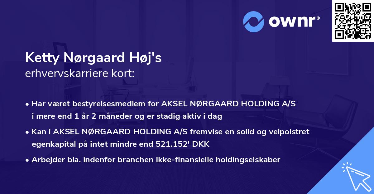 Ketty Nørgaard Høj's erhvervskarriere kort