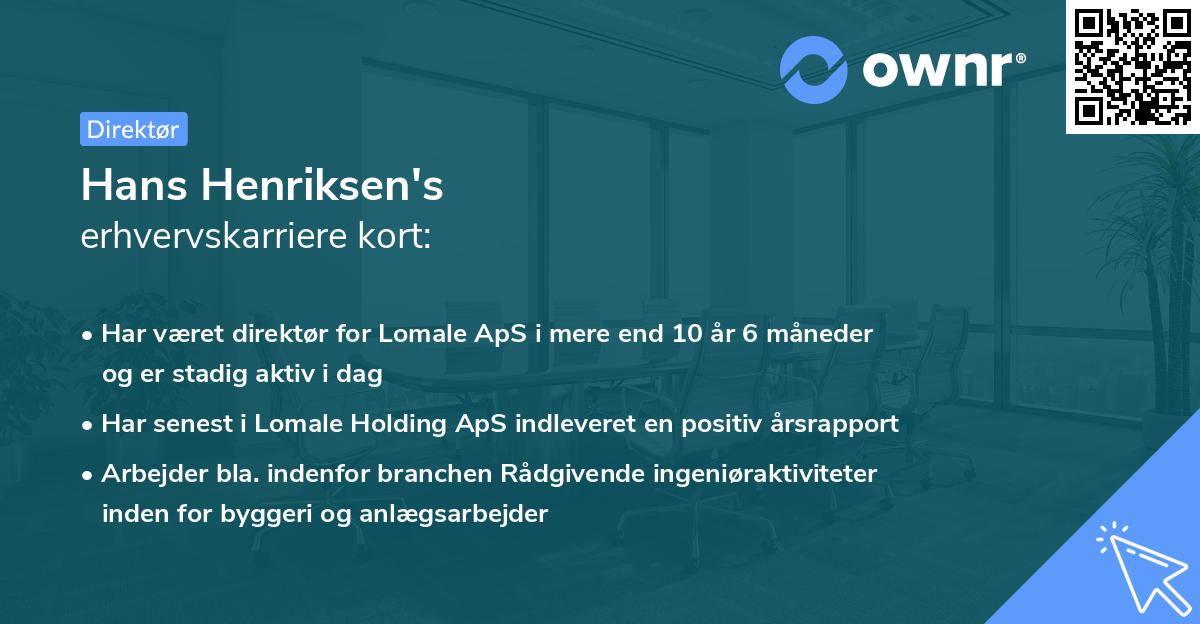 Hans Henriksen's erhvervskarriere kort