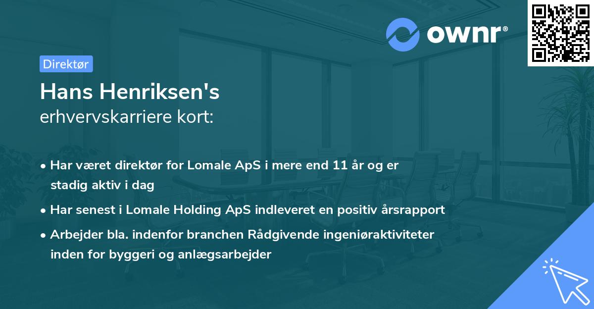 Hans Henriksen's erhvervskarriere kort