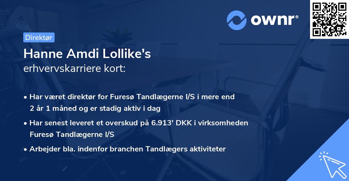 Hanne Amdi Lollike's erhvervskarriere kort