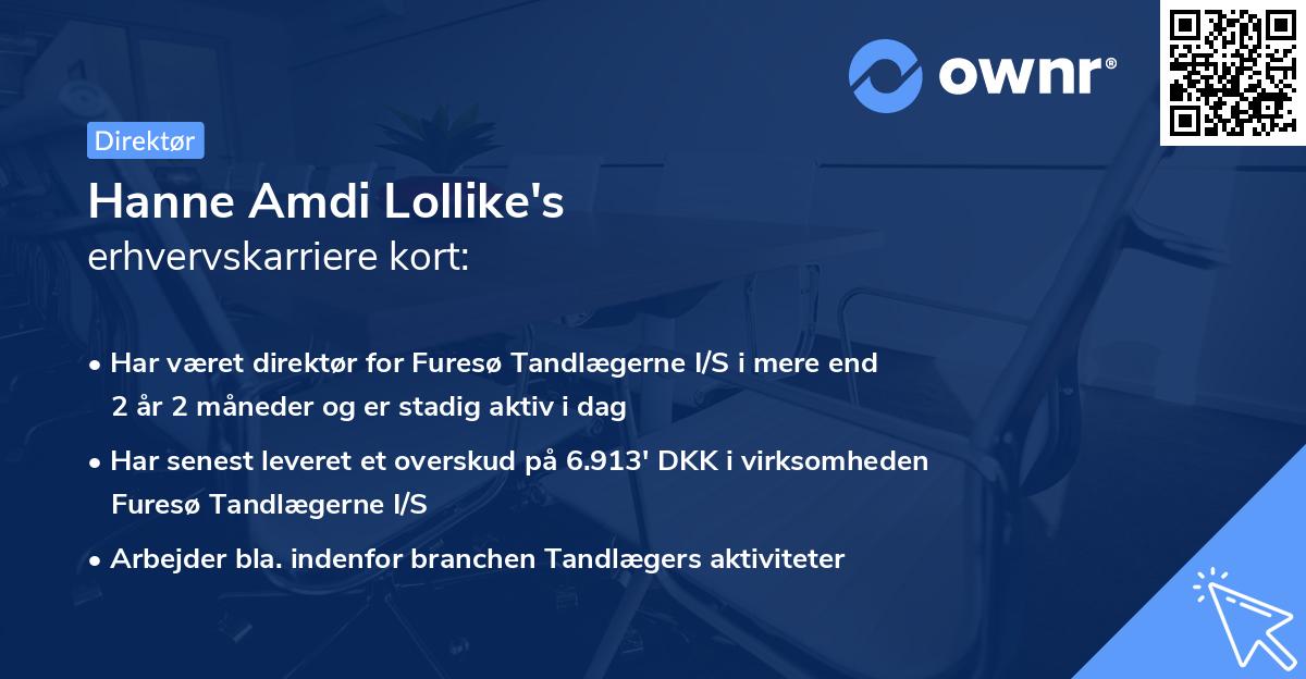 Hanne Amdi Lollike's erhvervskarriere kort