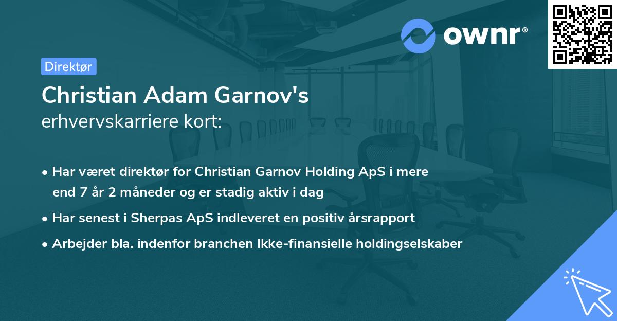 Christian Adam Garnov's erhvervskarriere kort