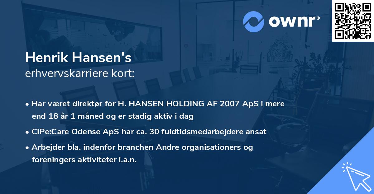 Henrik Hansen's erhvervskarriere kort