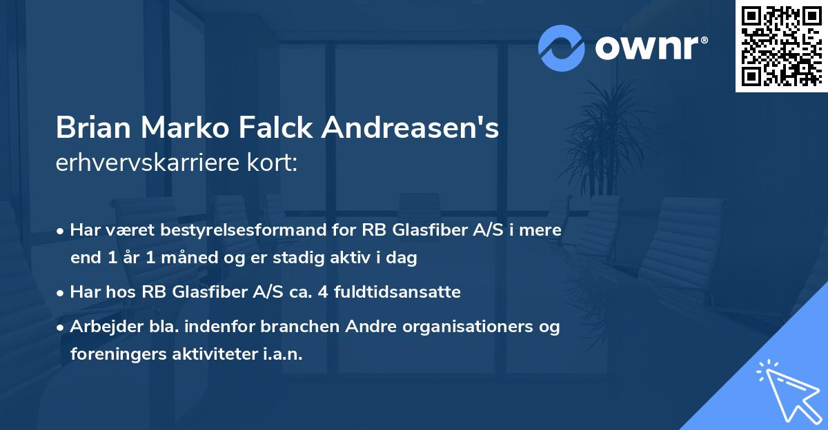 Brian Marko Falck Andreasen's erhvervskarriere kort