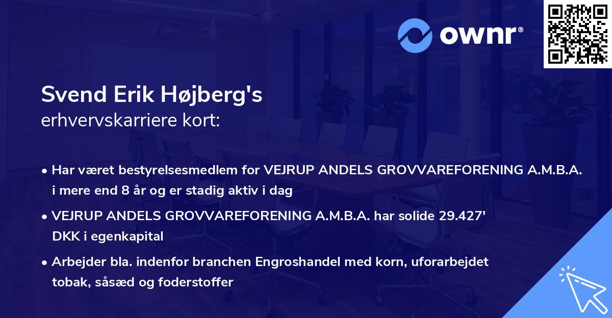 Svend Erik Højberg's erhvervskarriere kort
