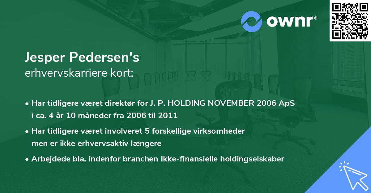 Jesper Pedersen's erhvervskarriere kort