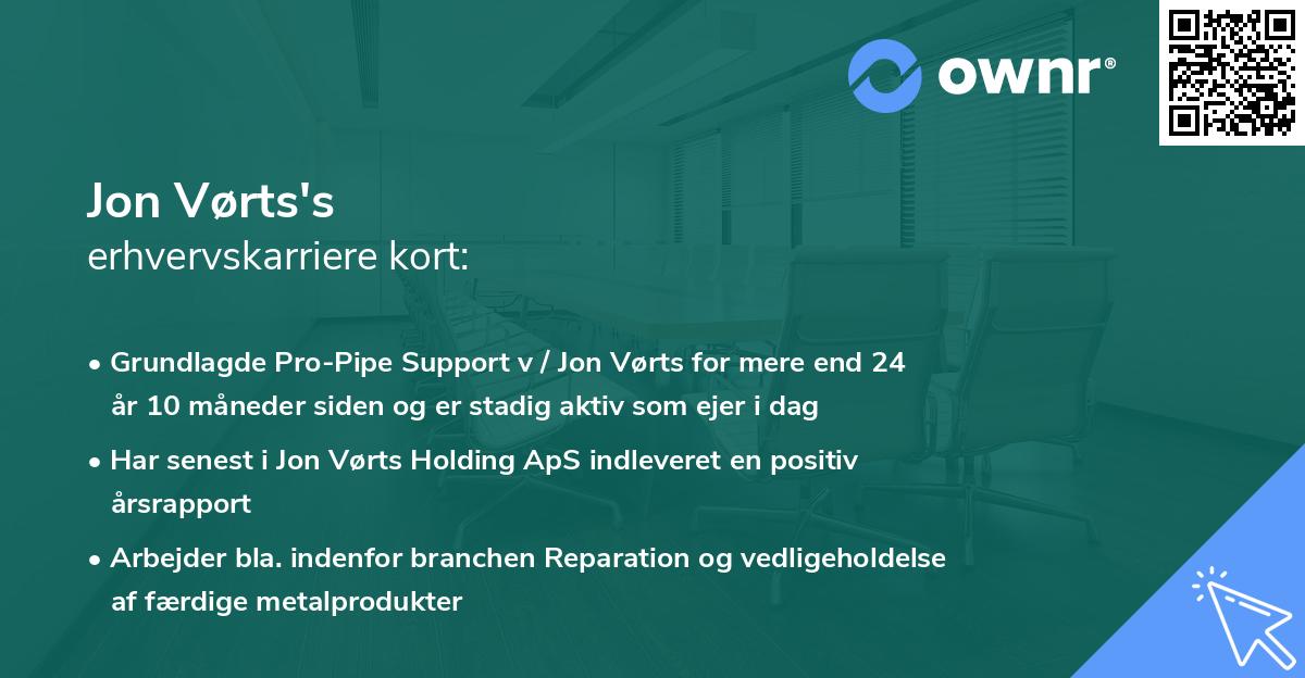 Jon Vørts's erhvervskarriere kort