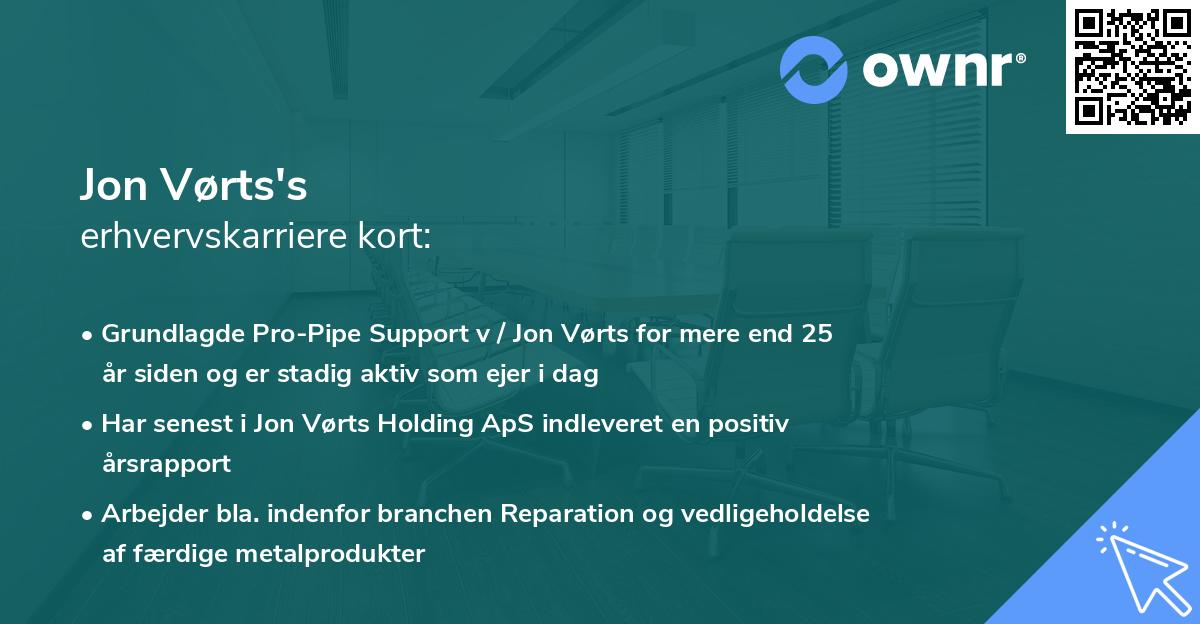 Jon Vørts's erhvervskarriere kort