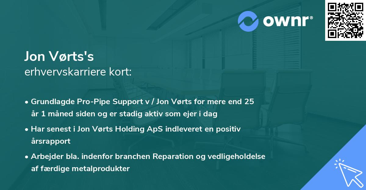Jon Vørts's erhvervskarriere kort