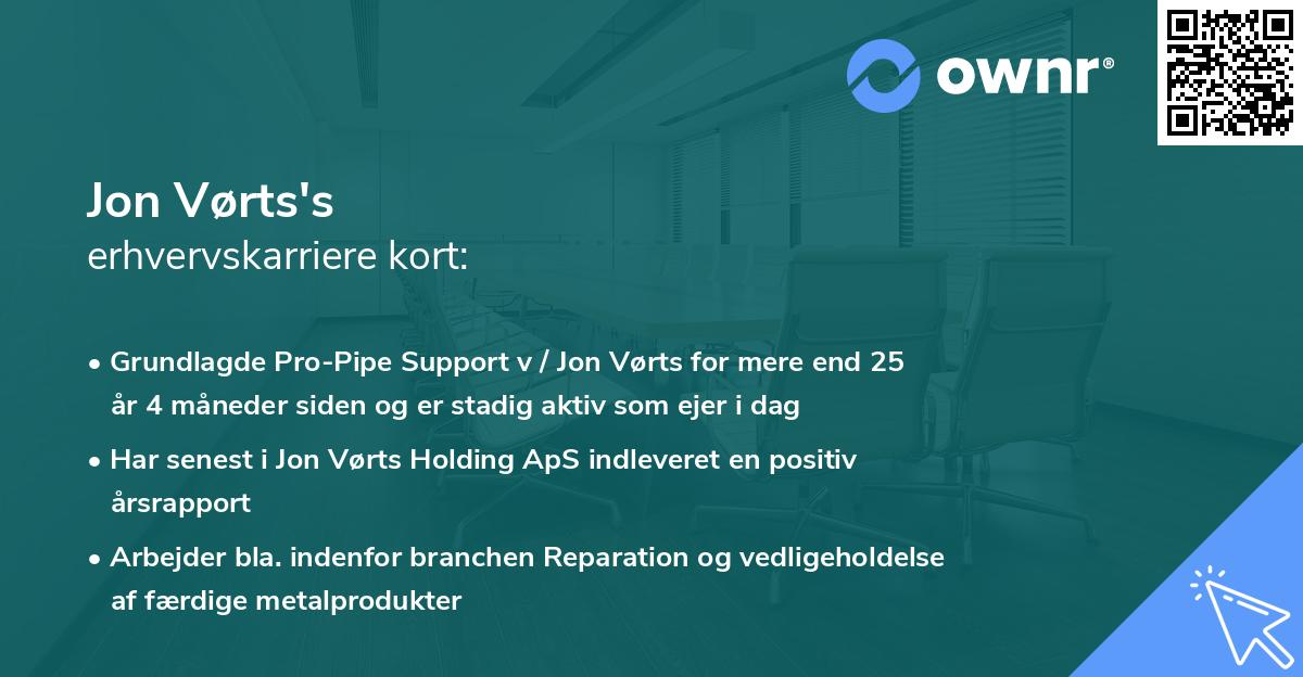 Jon Vørts's erhvervskarriere kort