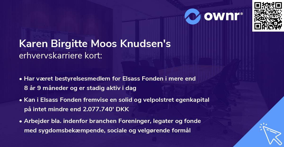 Karen Birgitte Moos Knudsen's erhvervskarriere kort