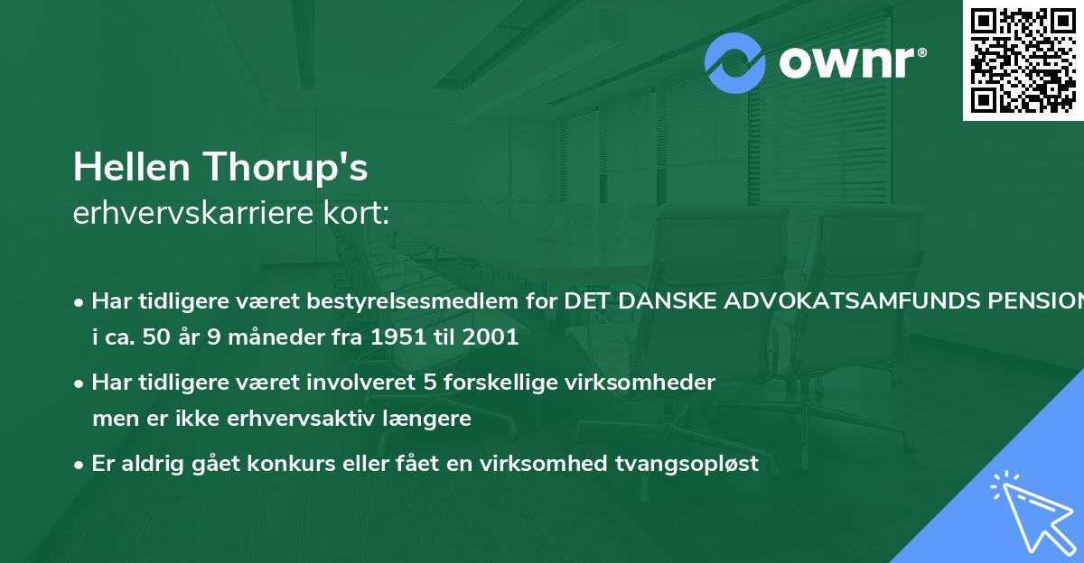 Hellen Thorup's erhvervskarriere kort