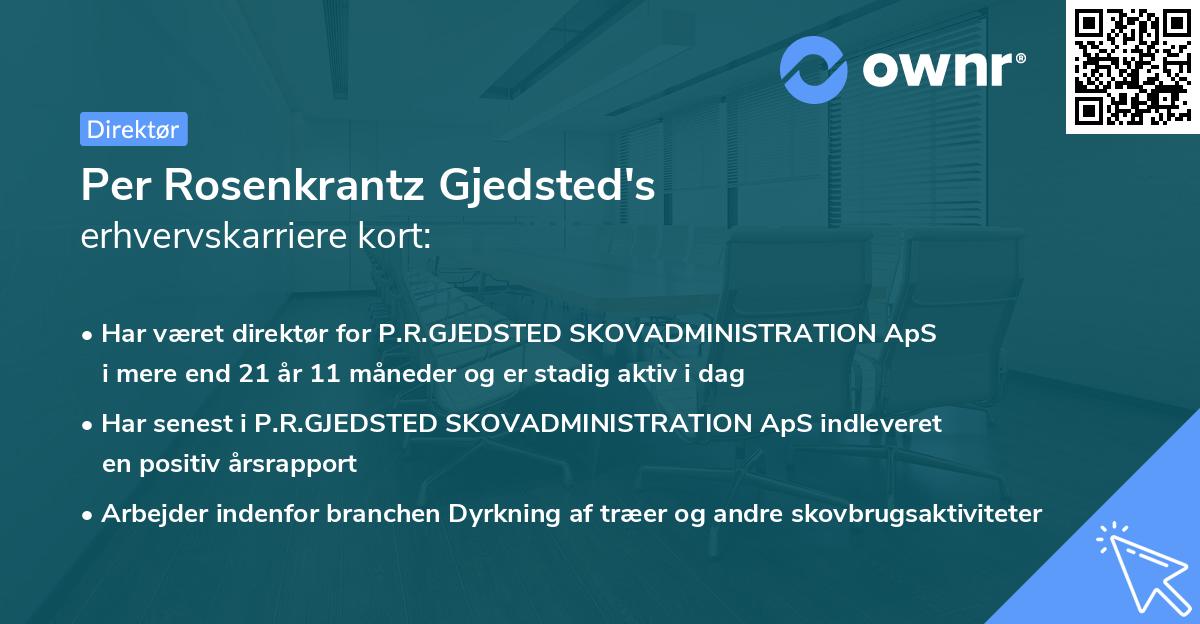 Per Rosenkrantz Gjedsted's erhvervskarriere kort