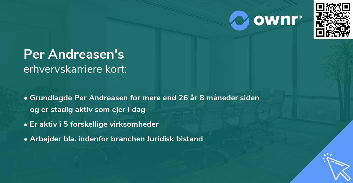 Per Andreasen's erhvervskarriere kort