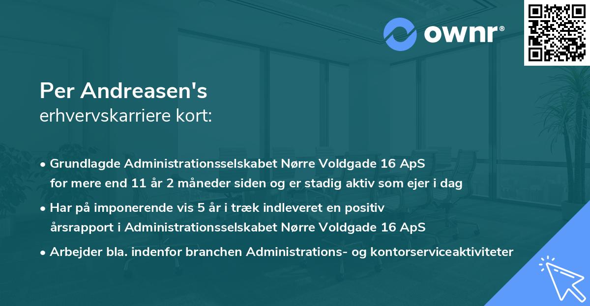 Per Andreasen's erhvervskarriere kort