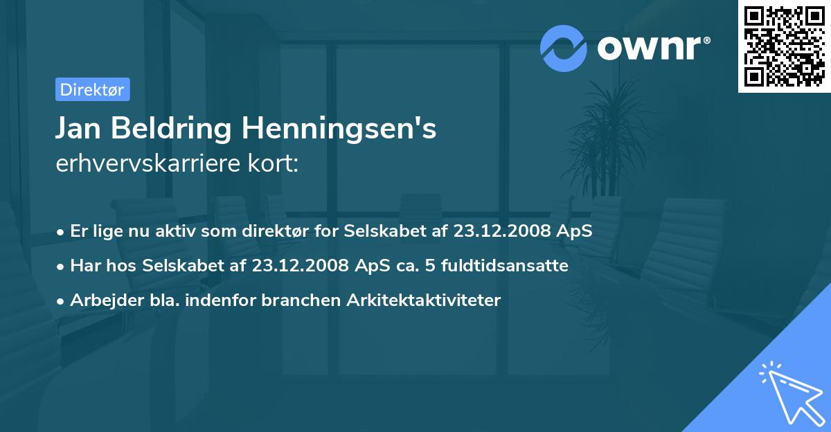 Jan Beldring Henningsen's erhvervskarriere kort