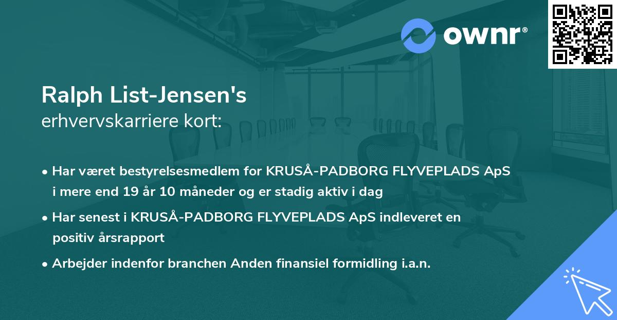 Ralph List-Jensen's erhvervskarriere kort