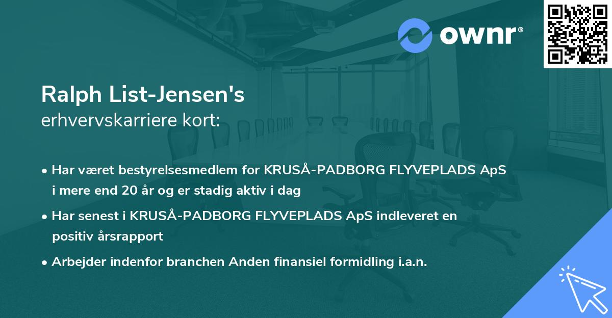 Ralph List-Jensen's erhvervskarriere kort