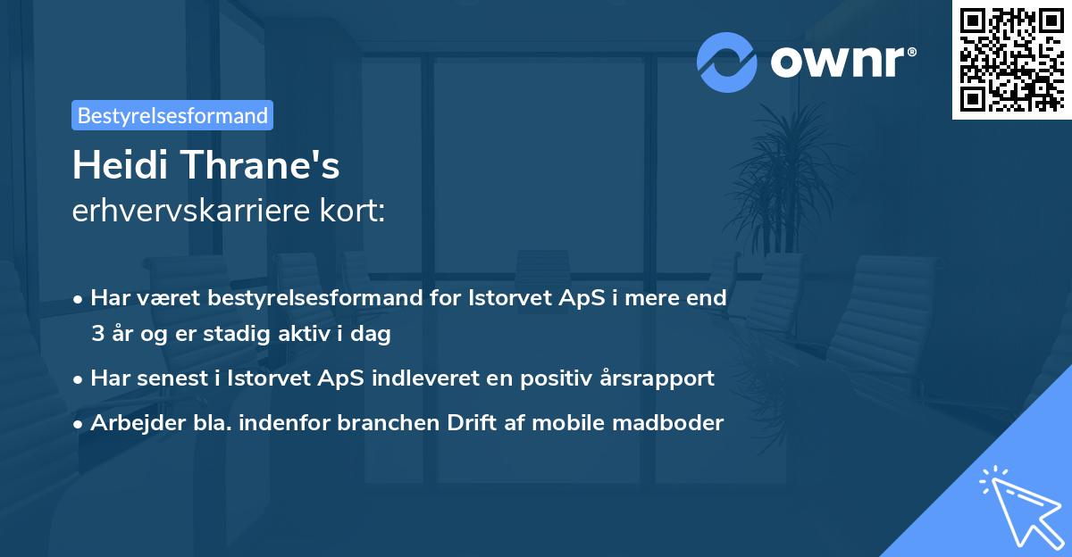 Heidi Thrane's erhvervskarriere kort