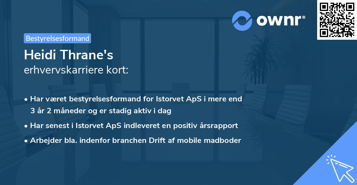 Heidi Thrane's erhvervskarriere kort