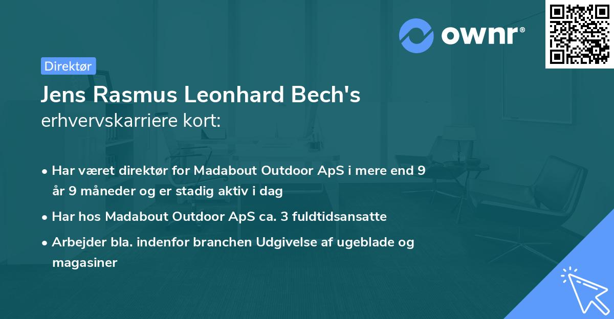 Jens Rasmus Leonhard Bech's erhvervskarriere kort