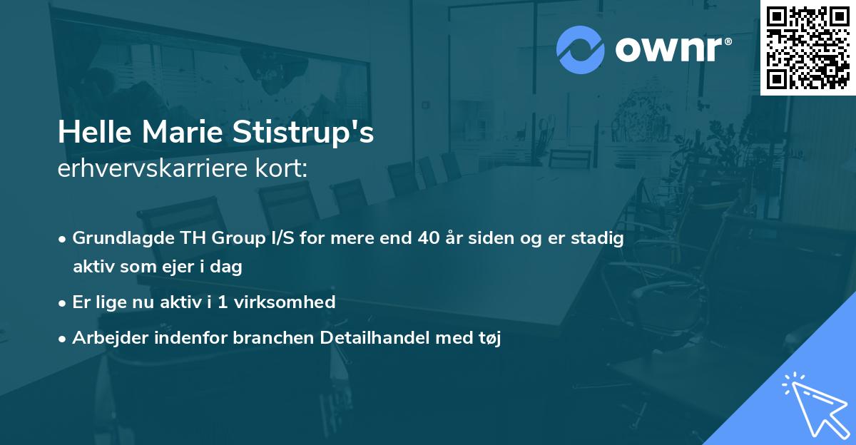 Helle Marie Stistrup's erhvervskarriere kort