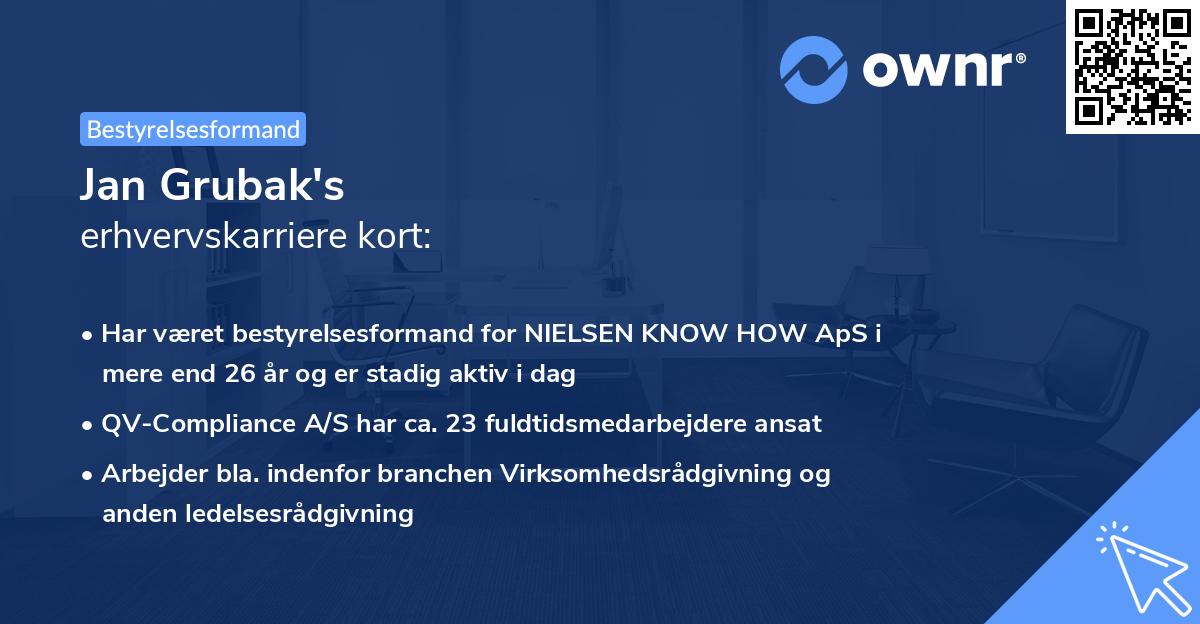 Jan Grubak's erhvervskarriere kort