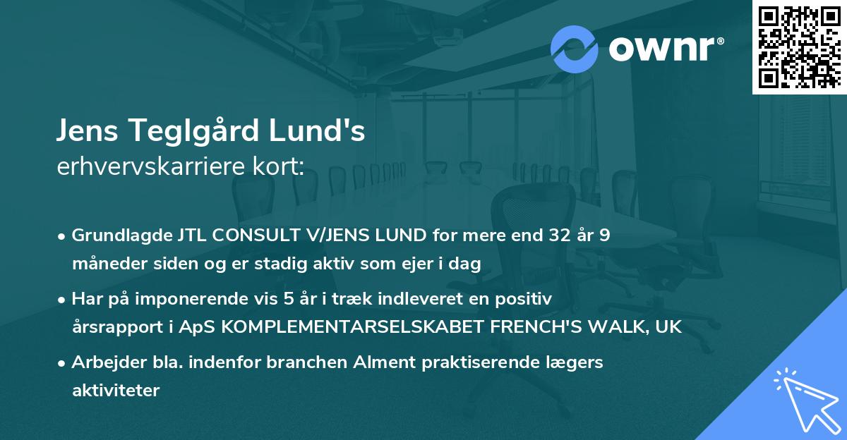 Jens Teglgård Lund's erhvervskarriere kort