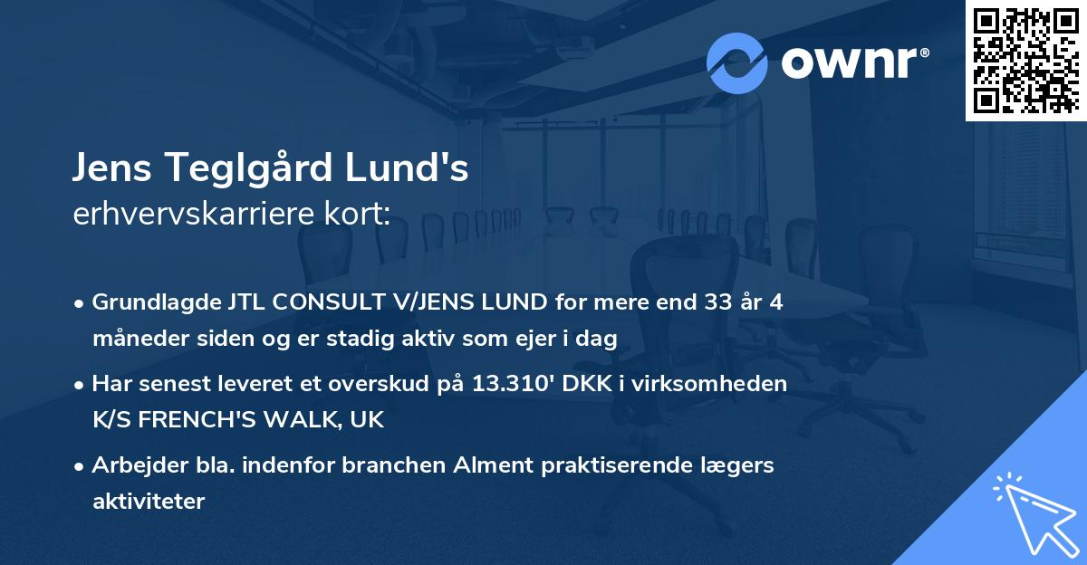 Jens Teglgård Lund's erhvervskarriere kort
