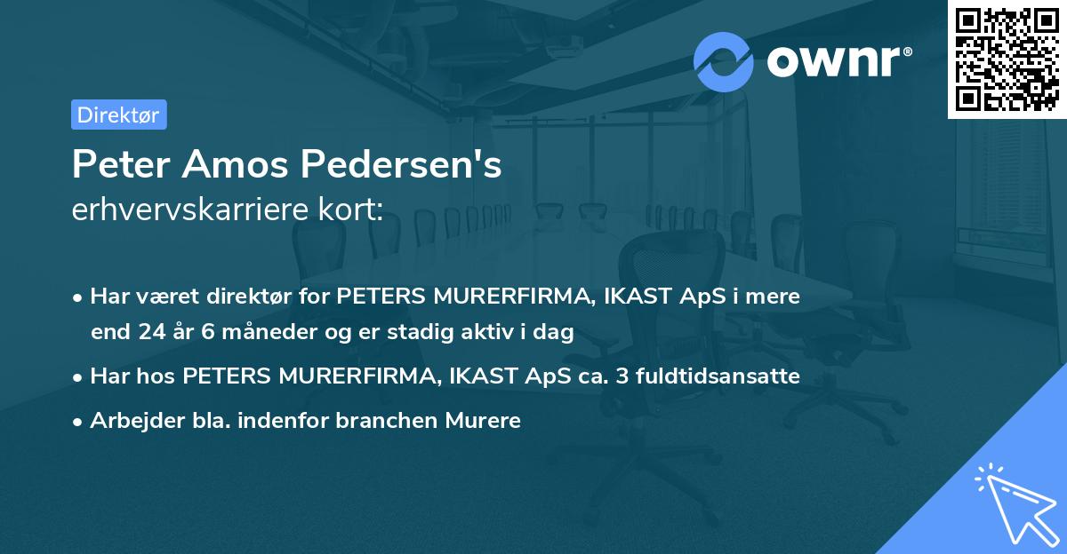 Peter Amos Pedersen's erhvervskarriere kort