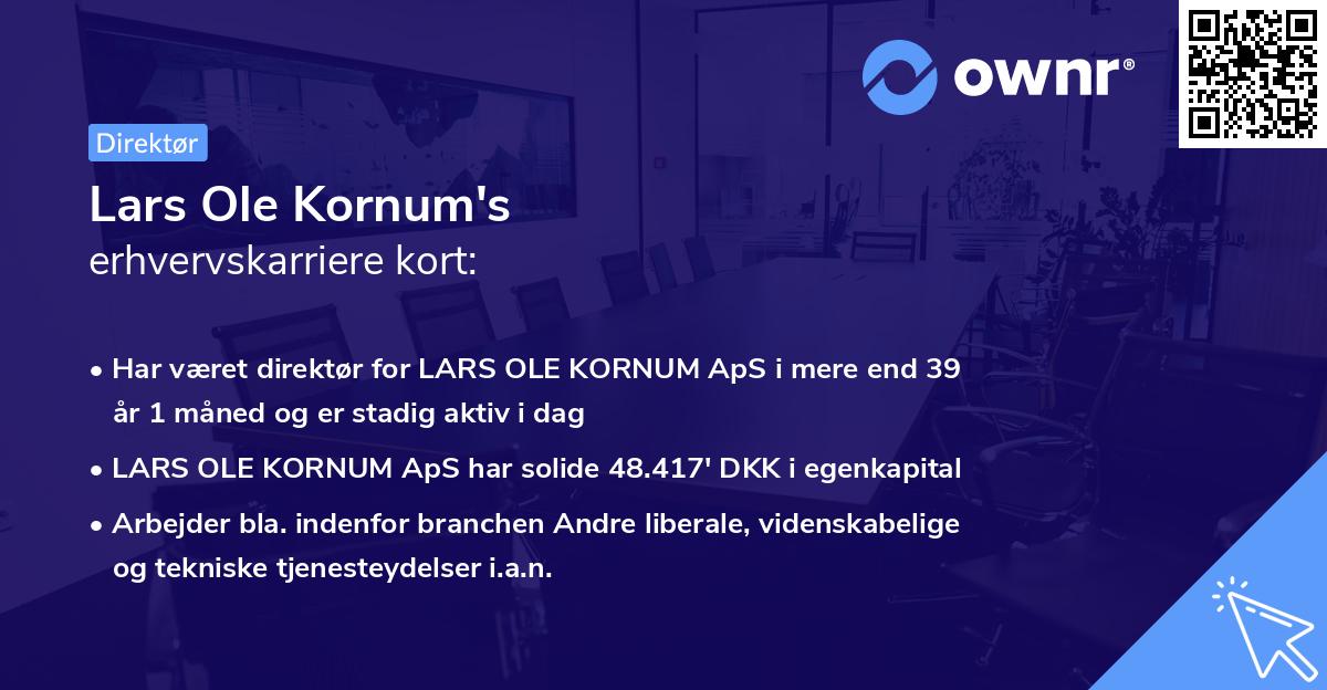 Lars Ole Kornum's erhvervskarriere kort
