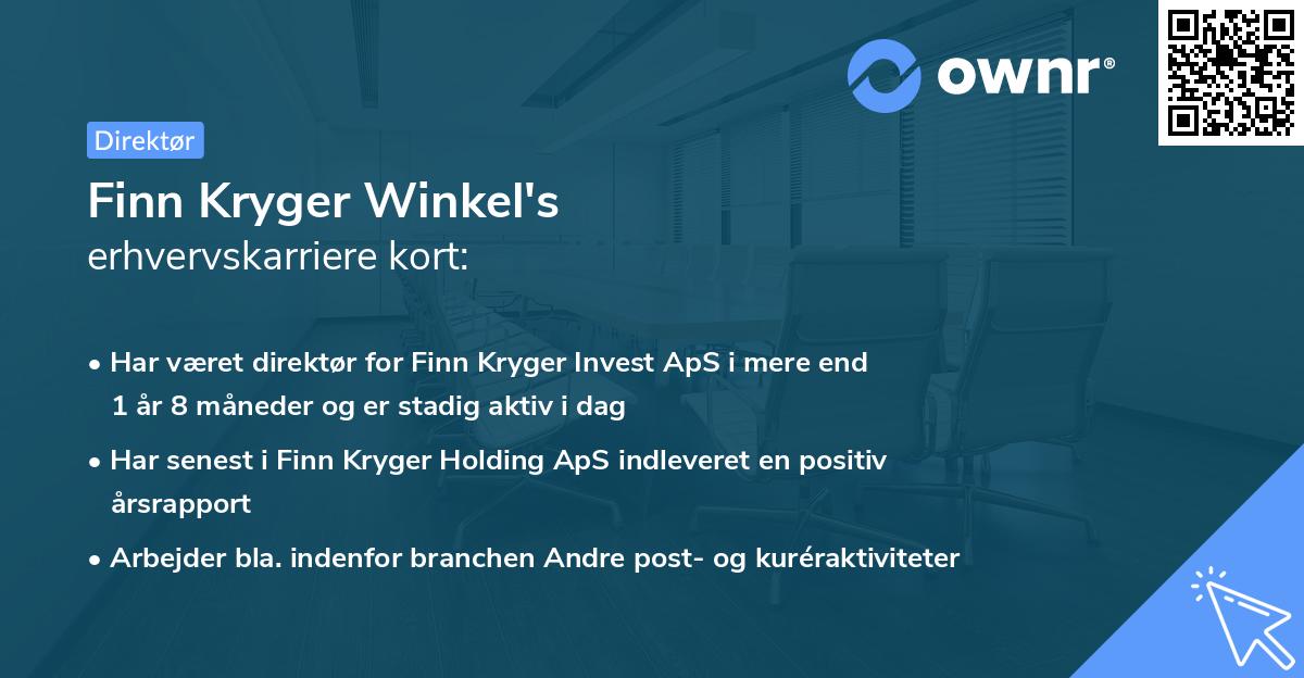 Finn Kryger Winkel's erhvervskarriere kort