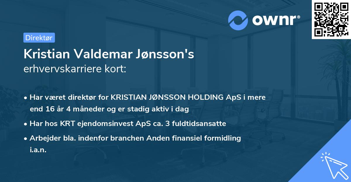Kristian Valdemar Jønsson's erhvervskarriere kort