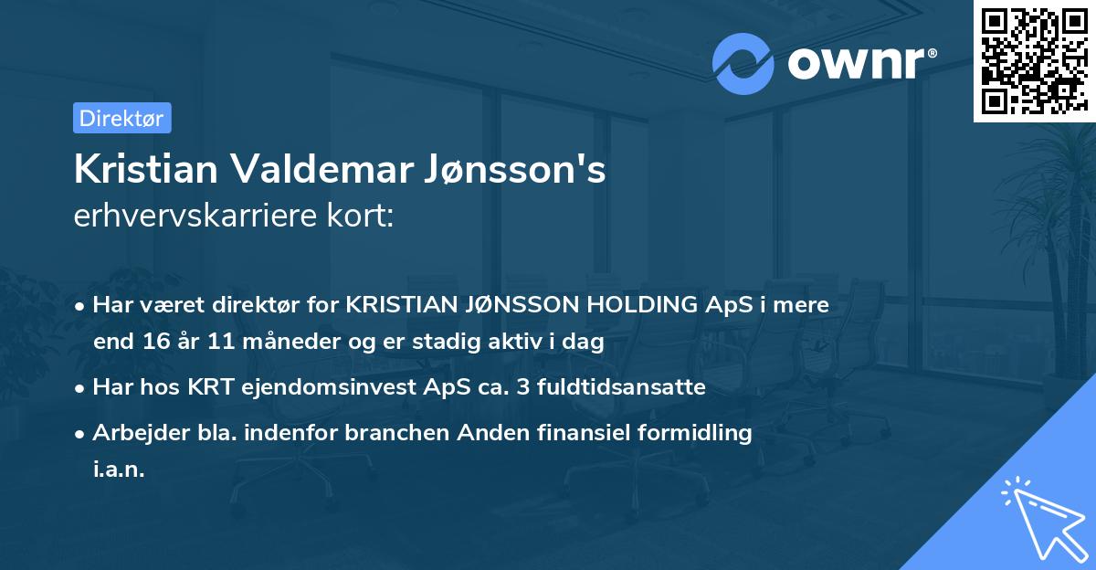 Kristian Valdemar Jønsson's erhvervskarriere kort