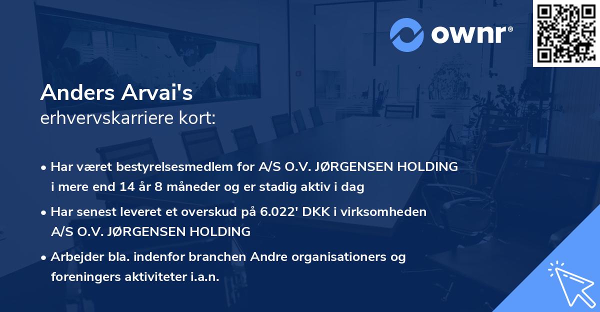 Anders Arvai's erhvervskarriere kort