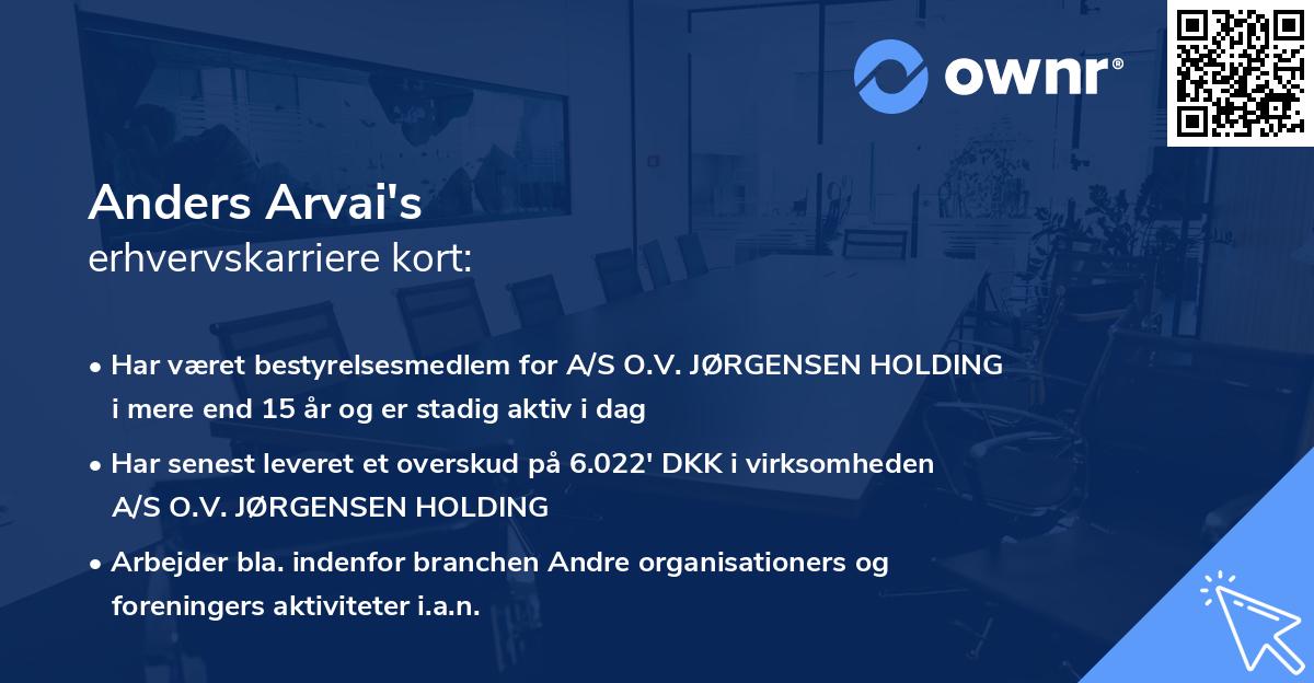 Anders Arvai's erhvervskarriere kort