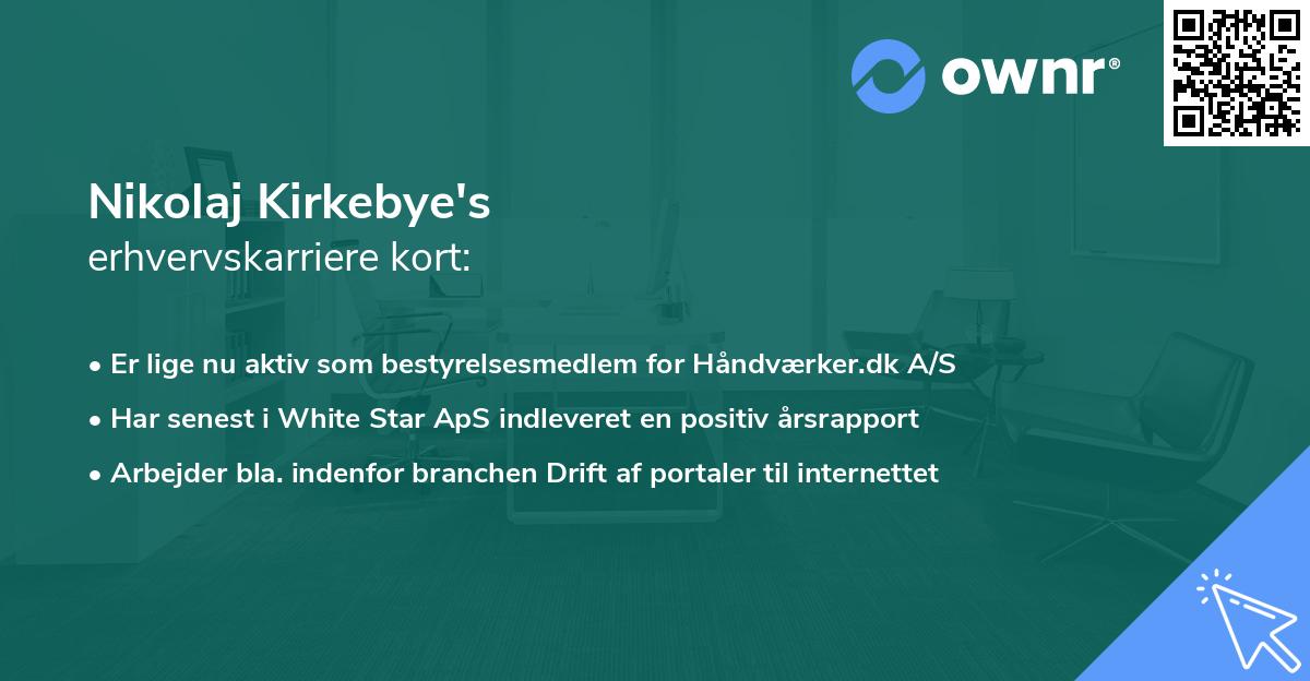 Nikolaj Kirkebye's erhvervskarriere kort