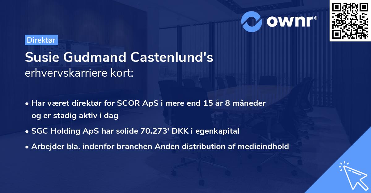 Susie Gudmand Castenlund's erhvervskarriere kort